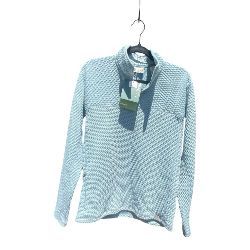 NWT LL Bean Quarter Zip Ridgeknit Layers  Pullover Mens size small cadet blue